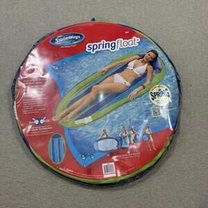 SwimWays Spring Float Inflatable Pool Lounger with Hyper-Flate Valve Blue